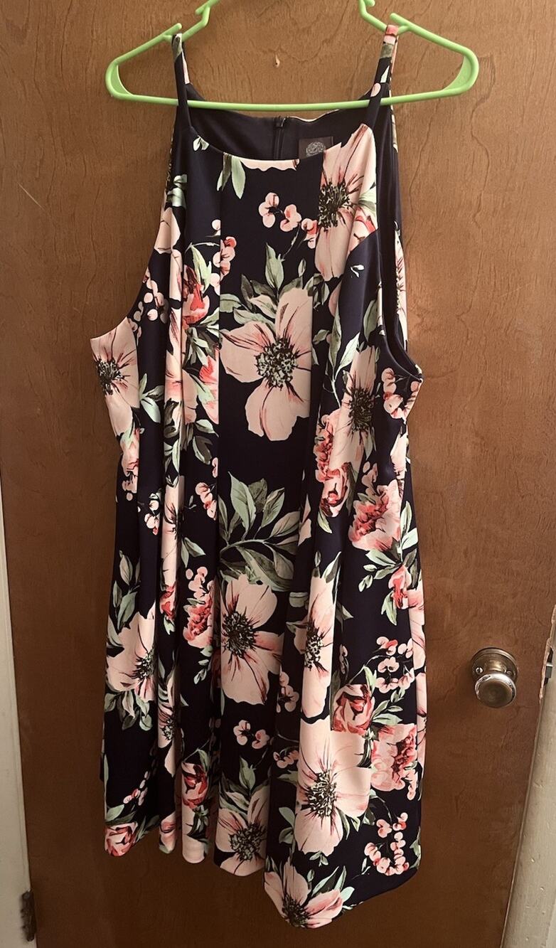Vince Camuto Dress Floral Fit & Flare Cocktail Wedding Sleeveless Sz 22